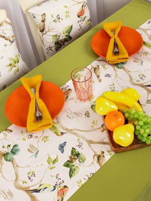 комплект скатерть + дорожка на стол лесная свежесть 130х170/40х140 см, 830-5018/23-2147